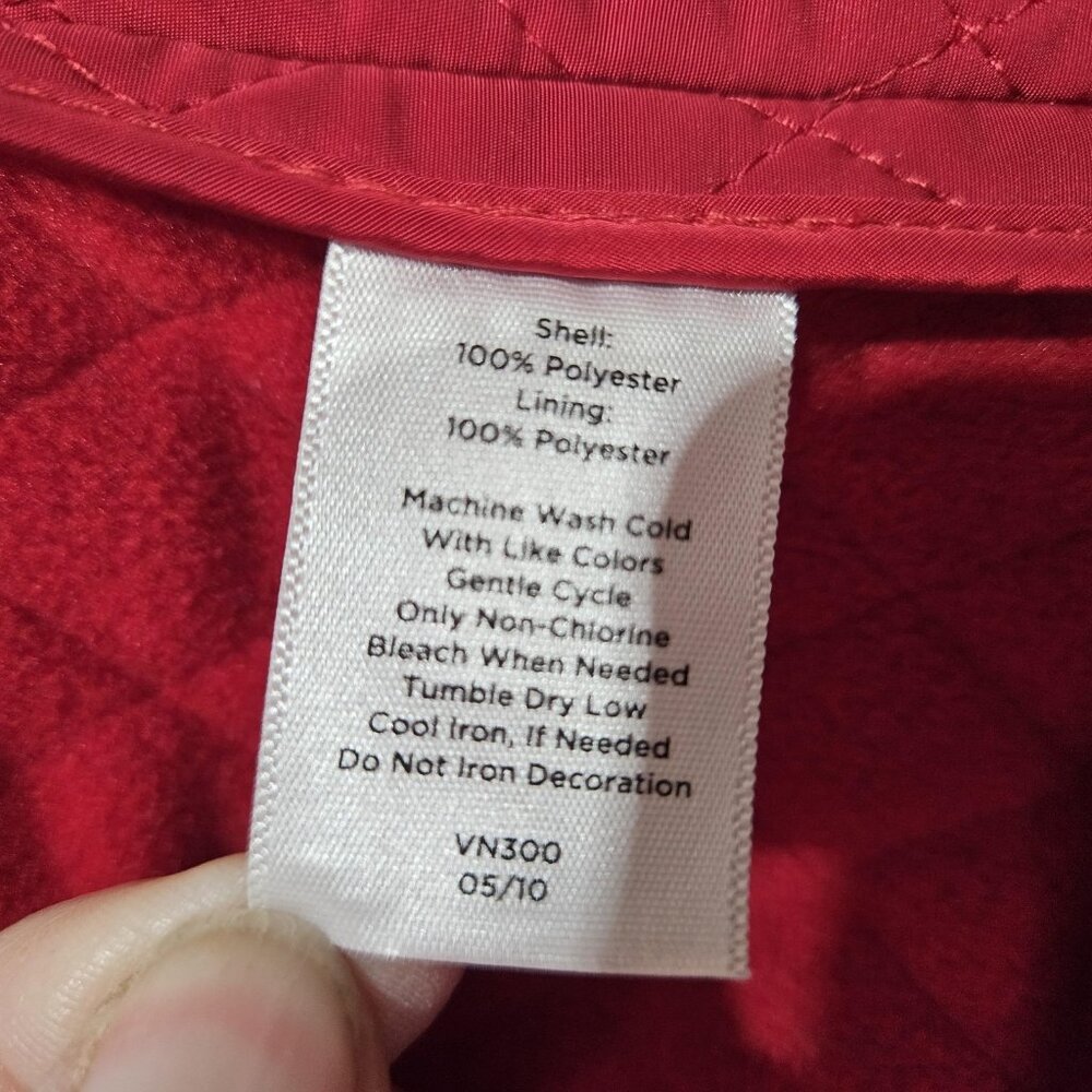 Talbots Vest Womens Medium Red Quilted Puffer Button Pockets Lined Warm Corduroy - Picture 13 of 14